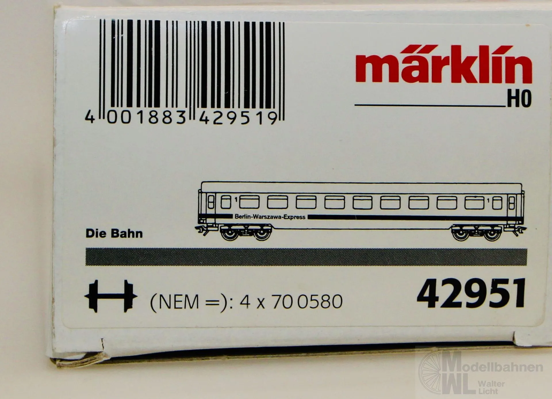 Märklin 42951 - MÄRKLIN - Schnellzugwagen Berlin-Warszawa Express Ep.V H0/WS