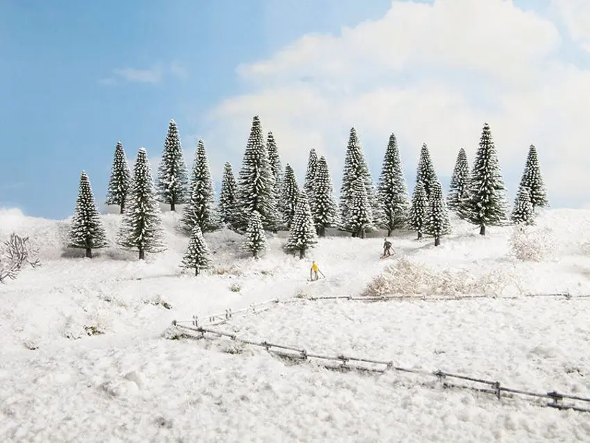 Noch 26828 - Schneetannen 25 Stück, 5 - 14 cm hoch H0 1:87/TT 1:120