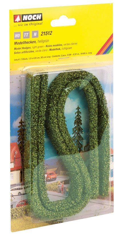 Noch 21512 - Modellhecken grün, 2 Stück, 1,5 x 0,8 cm, je 50 cm lang H0/TT/N