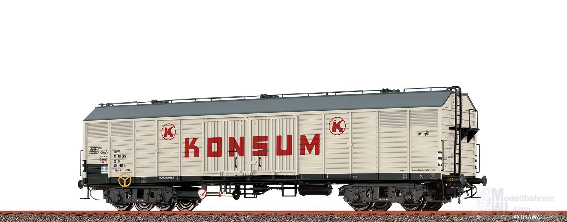 Brawa 50412 - Güterwagen ged. DR Ep.IV Gags-v Konsum H0/GL Brawa 50412 - Güterwagen ged. DR Ep.IV Gags-v Konsum H0/GL