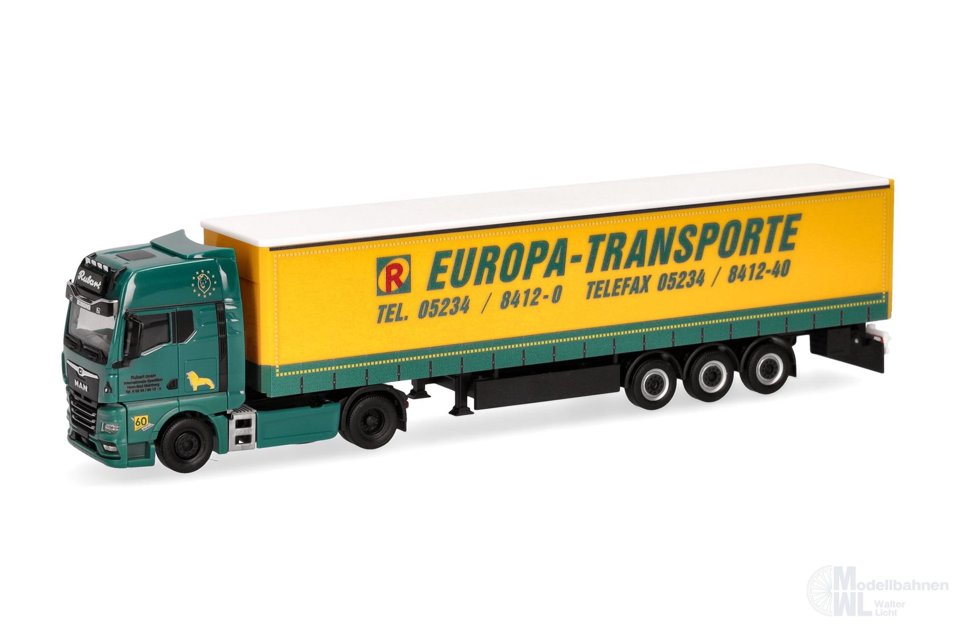 Herpa 319874 - MAN TGX GX Gardinenplanen Sattelzug Rubart Europa Transporte H0 1:87