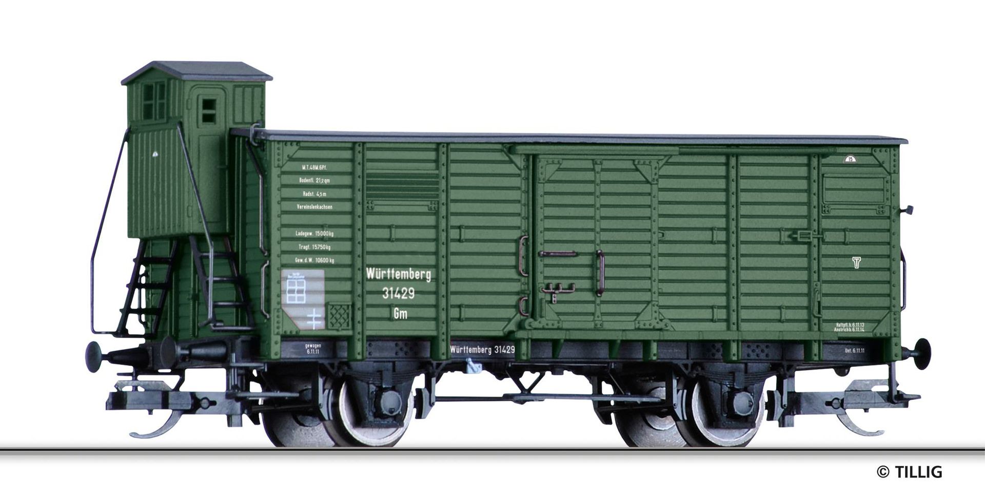 Tillig 17397 - Güterwagen ged. K.W.St.E. Ep.I Gm TT 1:120