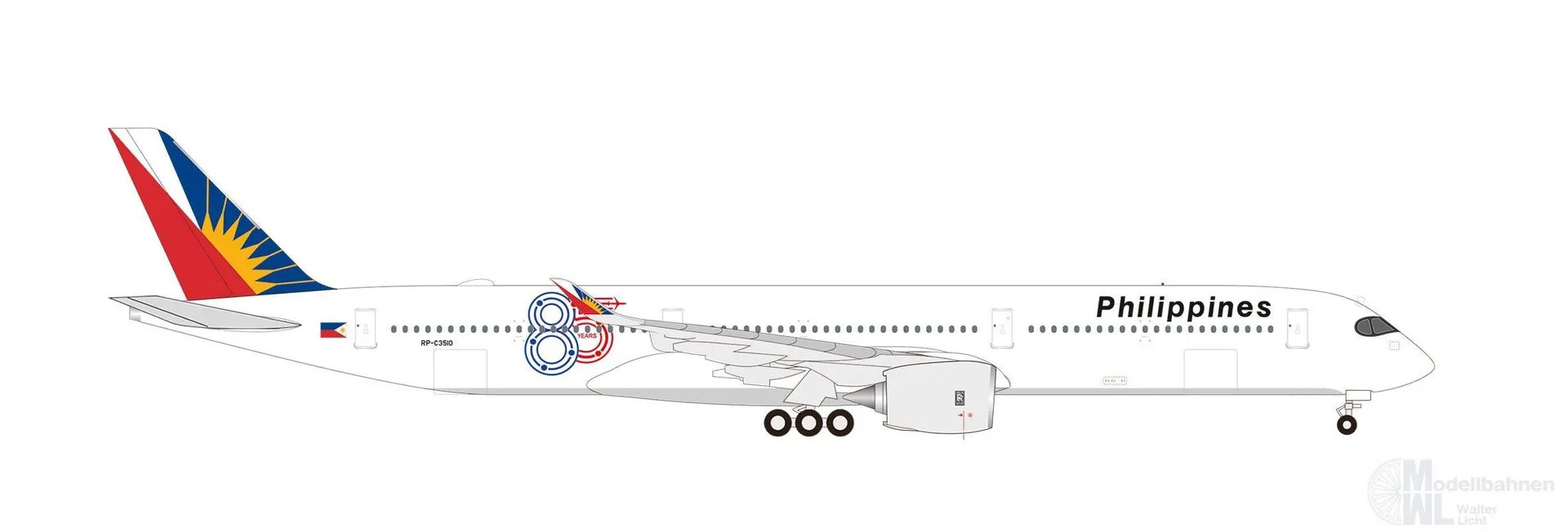 Herpa 539302 - Airbus A350-1000 Philippine Airlines 85 Years 1:500