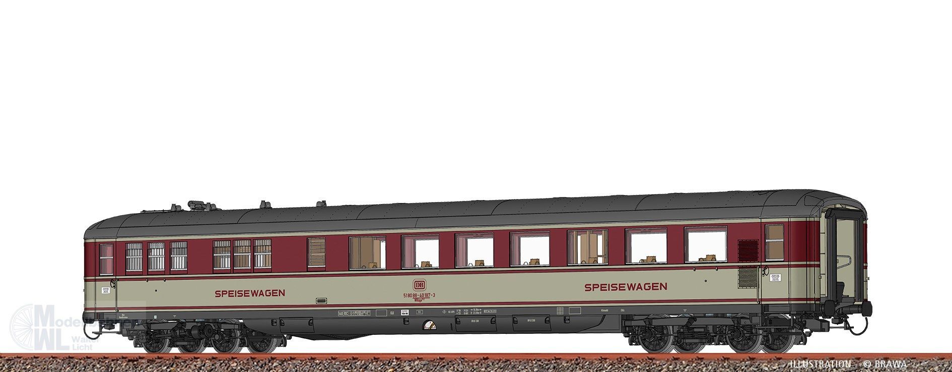 Brawa 51094 - Speisewagen DB Ep.IV WRüge152 H0/GL DIGITAL EXTRA