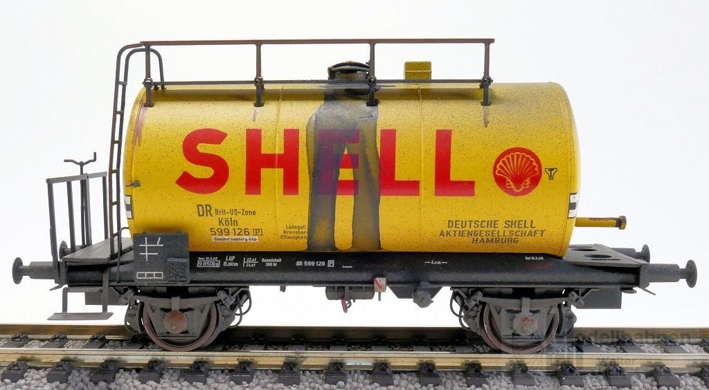 Exact Train 22056 - Kesselwagen DR-Zone Ep.III Shell gelb gealtert H0/GL Exact Train 22056 - Kesselwagen DR-Zone Ep.III Shell gelb gealtert H0/GL