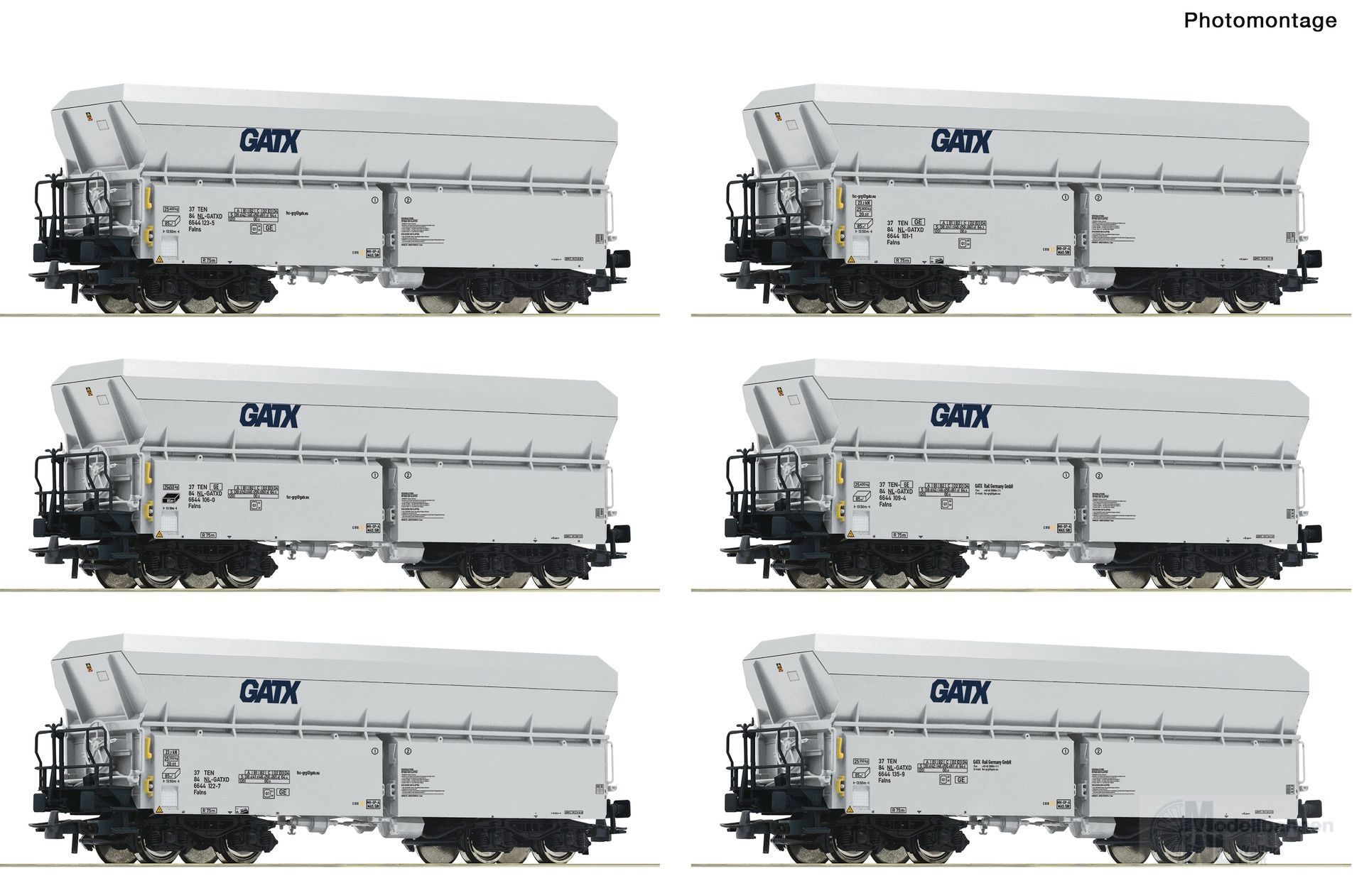 Roco 6600220 - Selbstentladewagen Set GATX Ep.VI 6.tlg. H0/GL