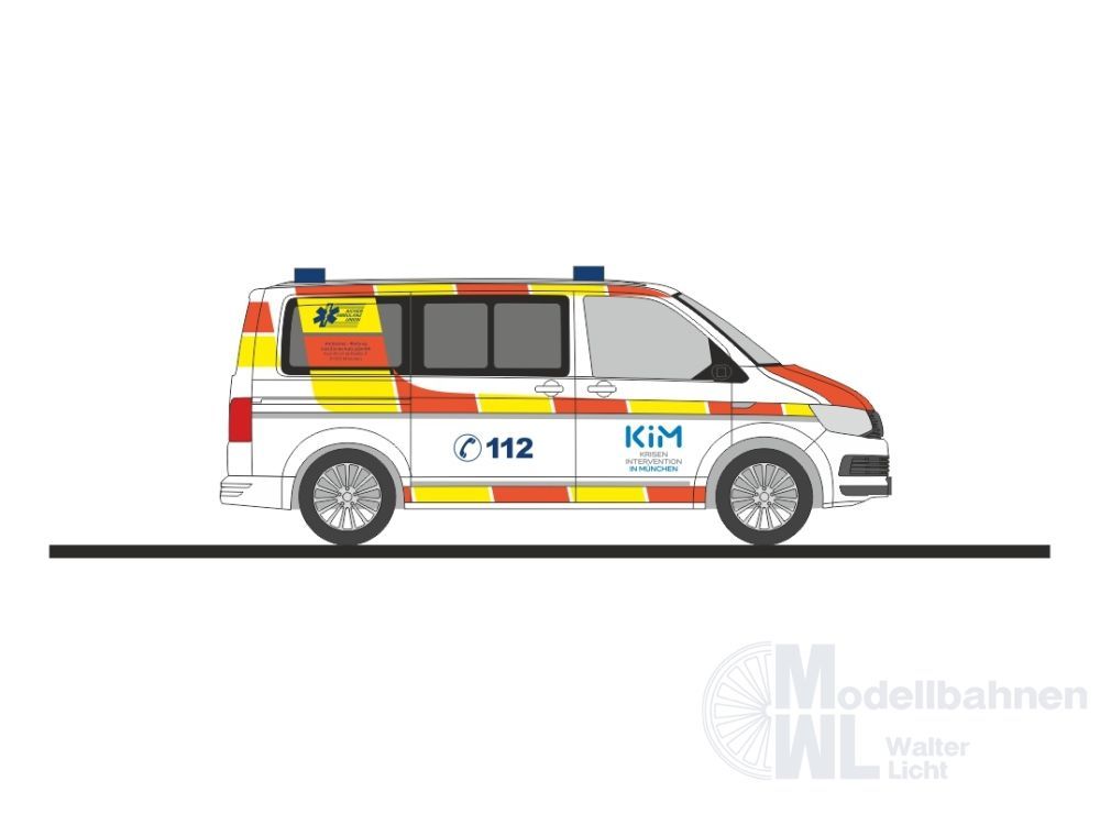 Rietze 53949 - Volkswagen T6 Aicher Ambulanz Krisenintervention München H0 1:87