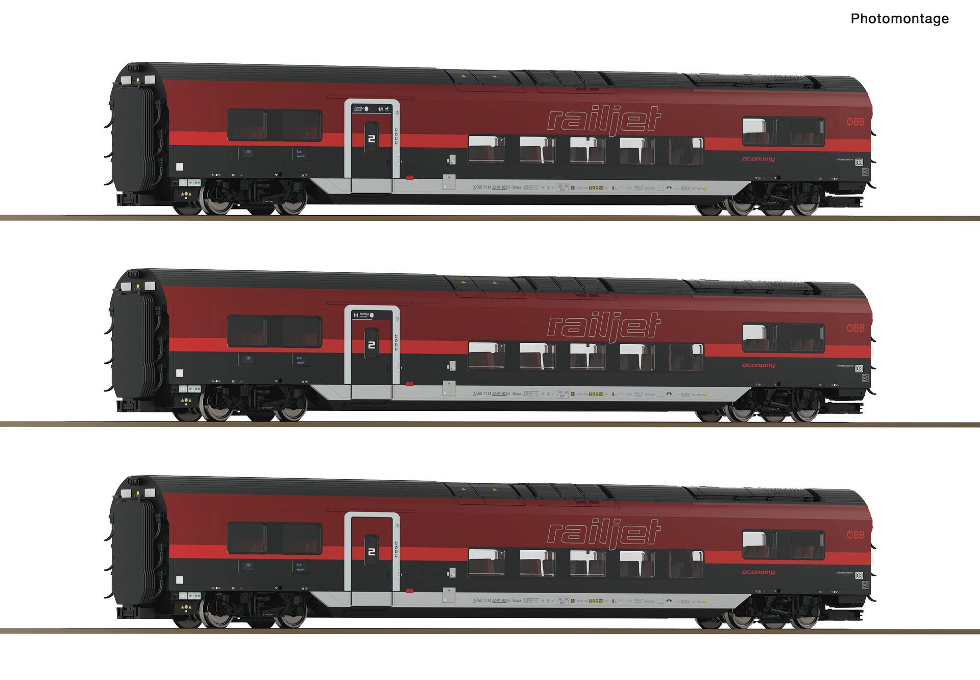 Roco 6200179 - Personenwagen Set Railjet ÖBB Ep.VI 3.tlg. H0/GL