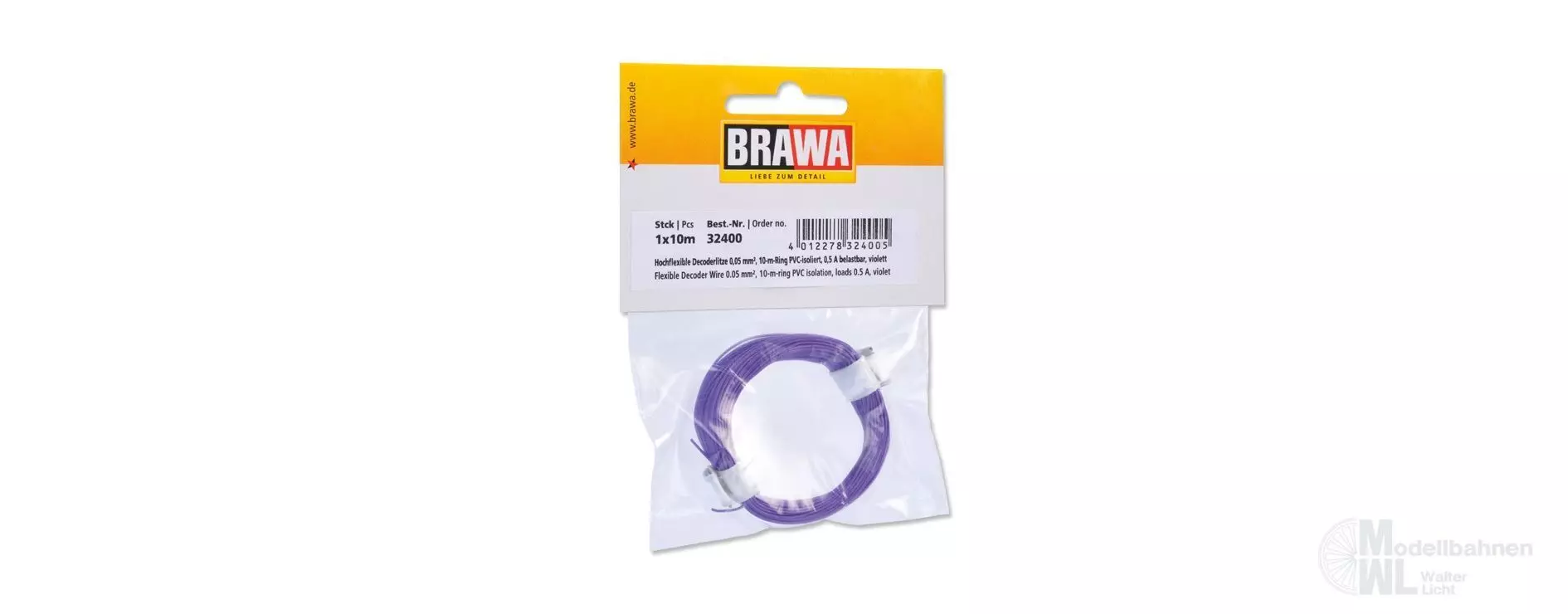 Brawa 32400 - Decoderlitze 0.05qmm violett 10 Meter