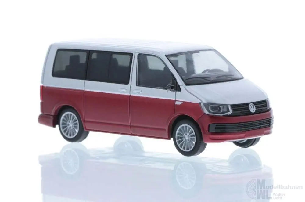 Rietze 11662 - Volkswagen T6 Bus KR Reflexsilber/fortanorot H0 1:87