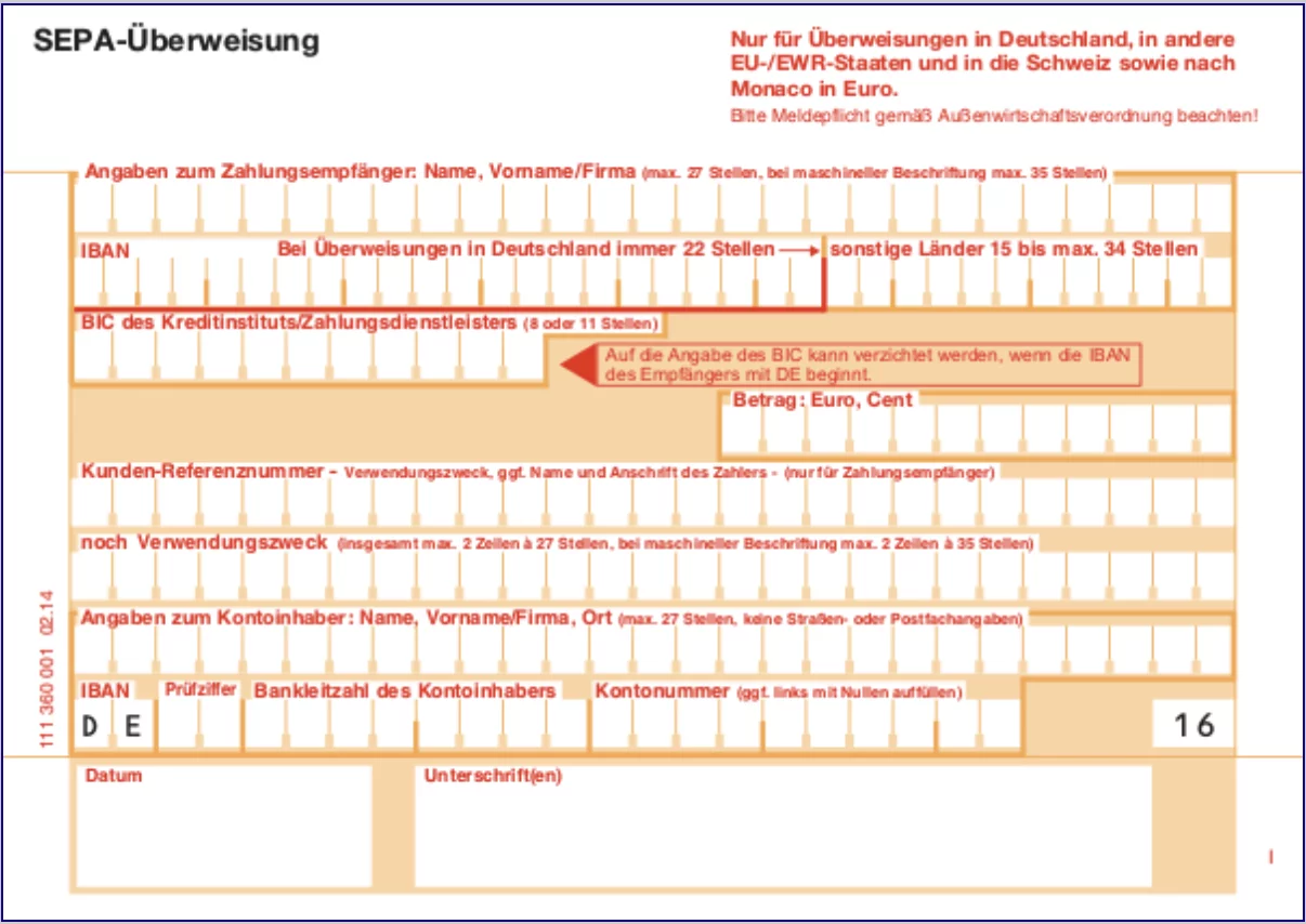 Vorauskasse (Banküberweisung nach Aufforderung) (0,00 €)