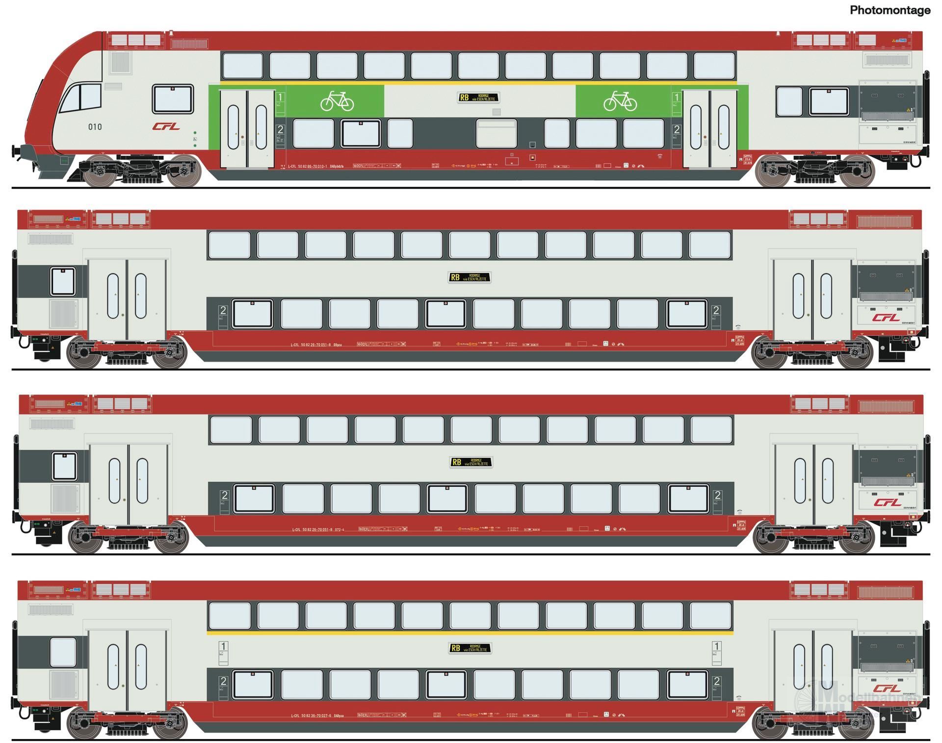 Roco 6220148 - Doppelstockwagen-Set CFL Ep.VI 4.tlg. H0/WS Roco 6220148 - Doppelstockwagen-Set CFL Ep.VI 4.tlg. H0/WS
