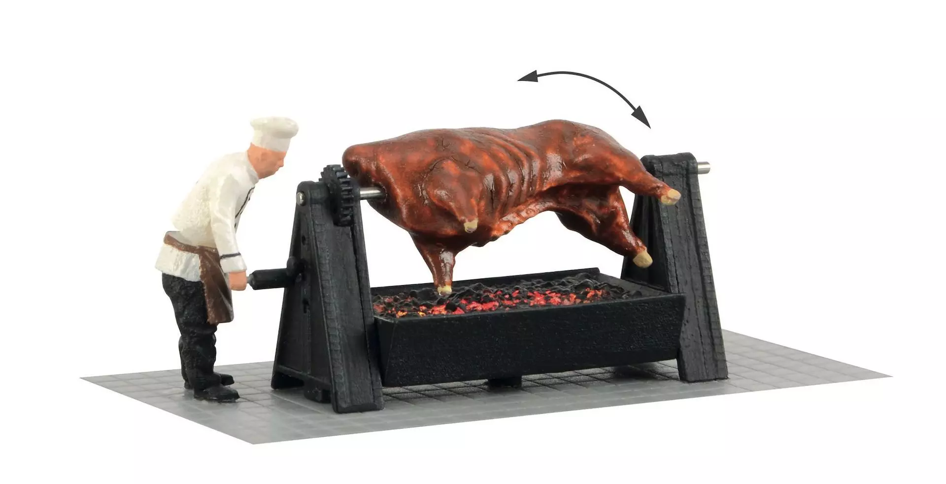 Viessmann 1552 - Grill mit drehendem Ochsen und leuchtender Glut H0 1:87