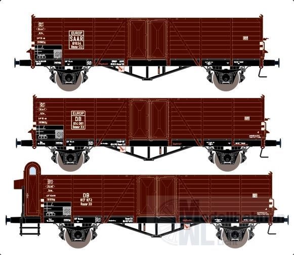 Exact Train 20152 - Güterwagen Set offen SAAR EUROP Ep.III 3.tlg. Villach H0/GL