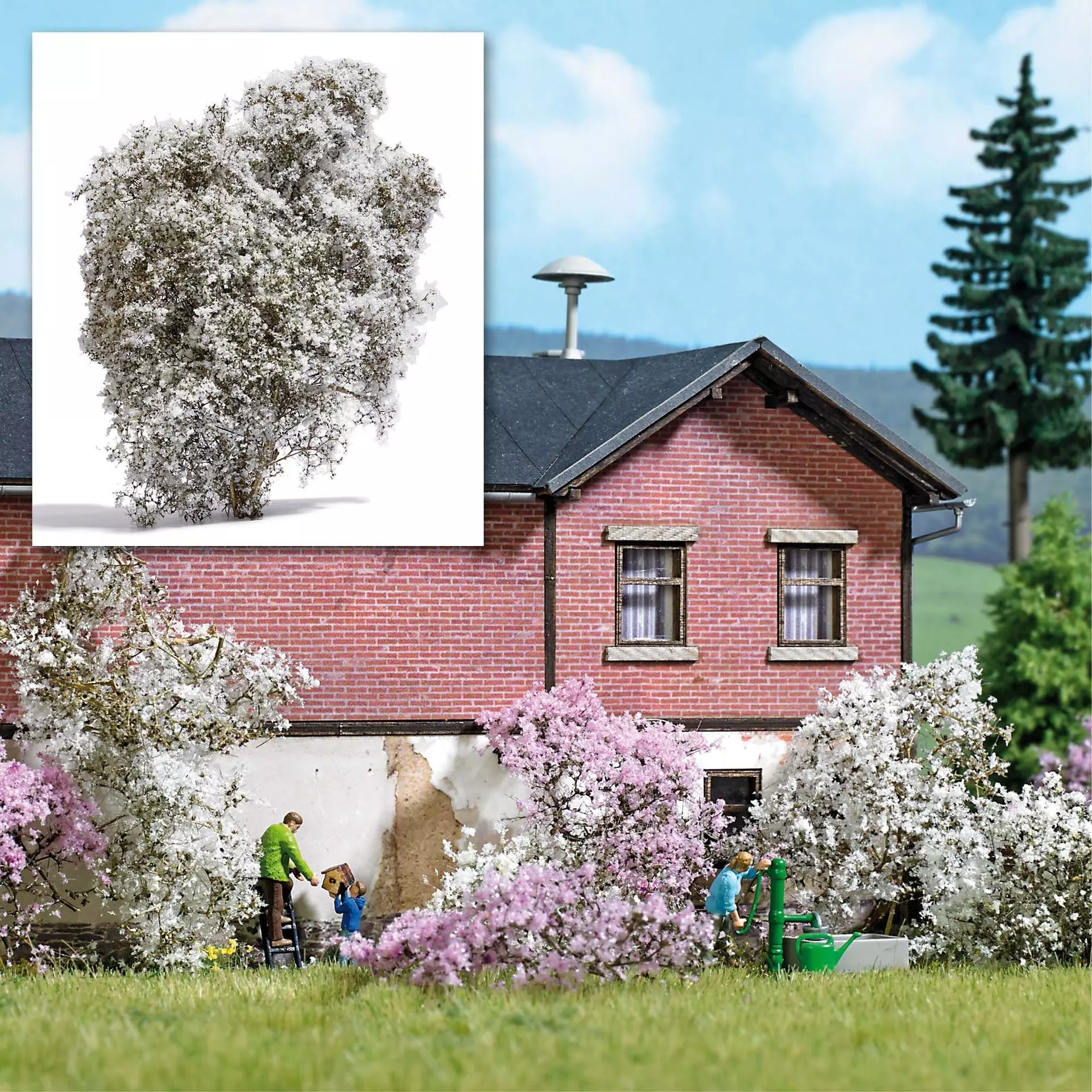 Busch 3585 - Filigranbusch Weiß blühend H0 1:87