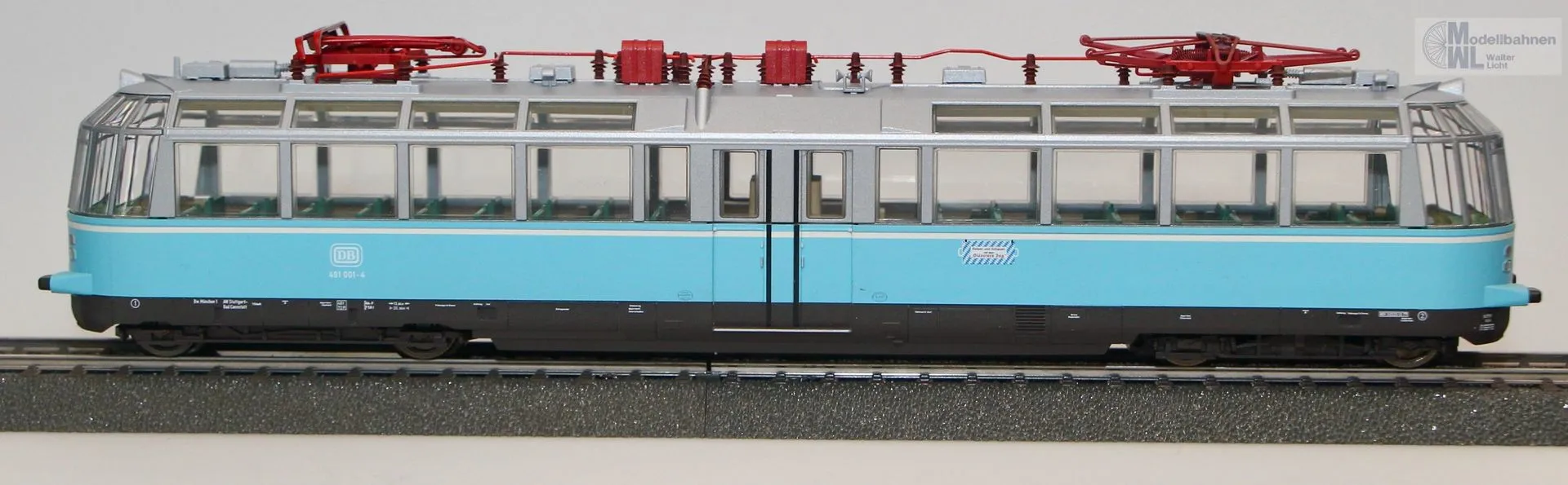 Märklin 37580 - MÄRKLIN - Aussichtstriebwagen BR 491 DB Ep.IV hellblau H0/WS Sound mfx