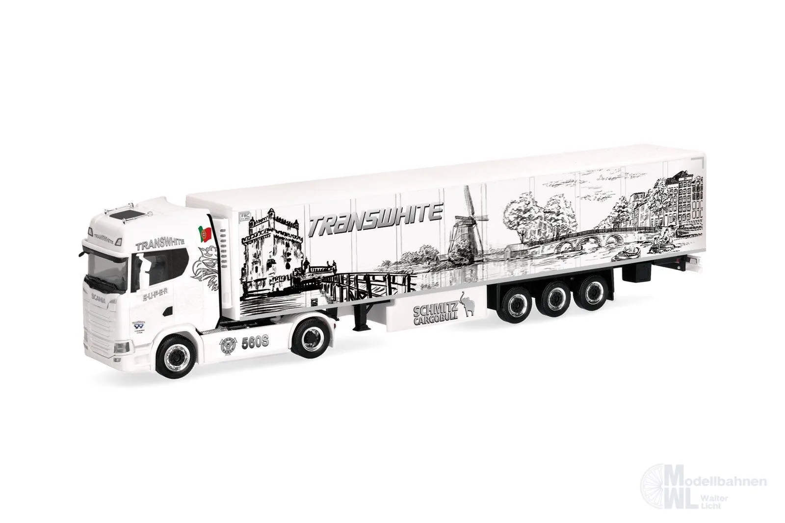 Herpa 322362 - Scania CS 20 HD Kühlokoffer Sattelzug Transwhite H0 1:87
