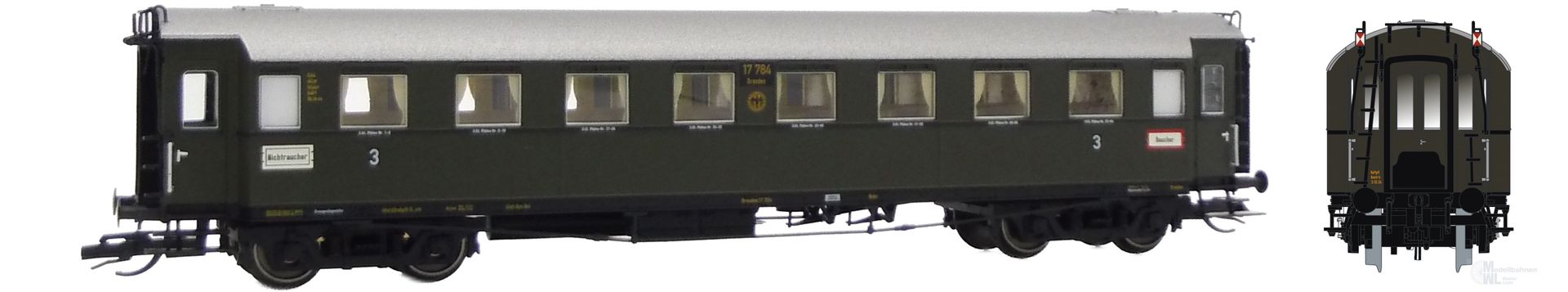 Saxonia Modellbau 120225 - Personenwagen DRG Ep.II C4Ü Sa 07 Schlusswagen TT 1:120