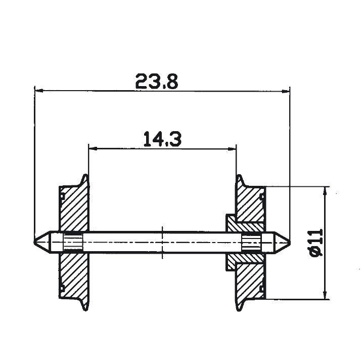 Roco 40182 - Radsatz 11mm NEM 2 Stück 1-isol. H0 Roco 40182 - Radsatz 11mm NEM 2 Stück 1-isol. H0