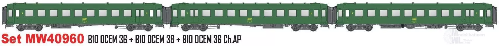 LS Models MW40960 - Personenwagen Set SNCF Ep.IVa OCEM H0/GL