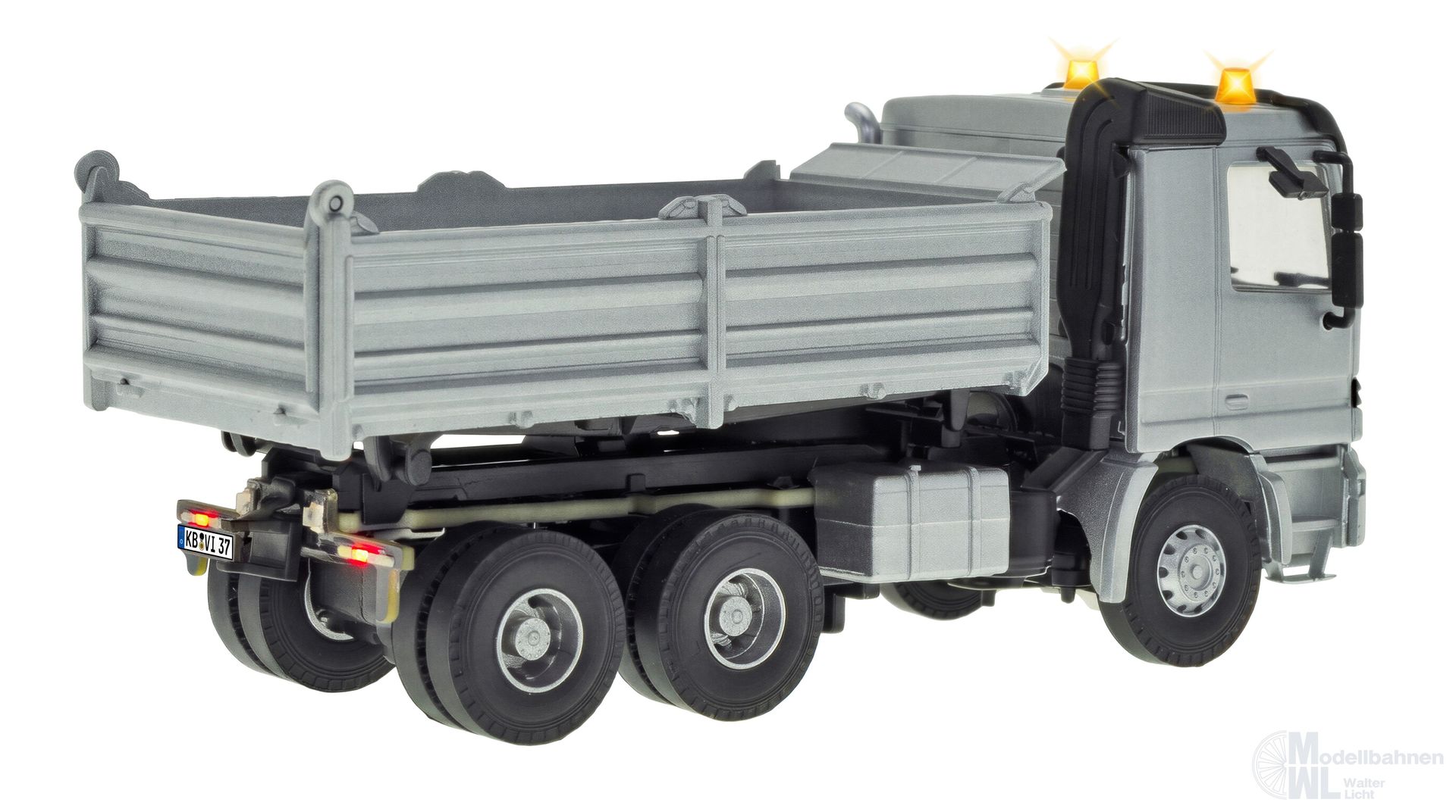 Viessmann 8037 - CarMotion Mercedes-Benz Actros Muldenkipper mit Rundumleuchten silber H0 1:87