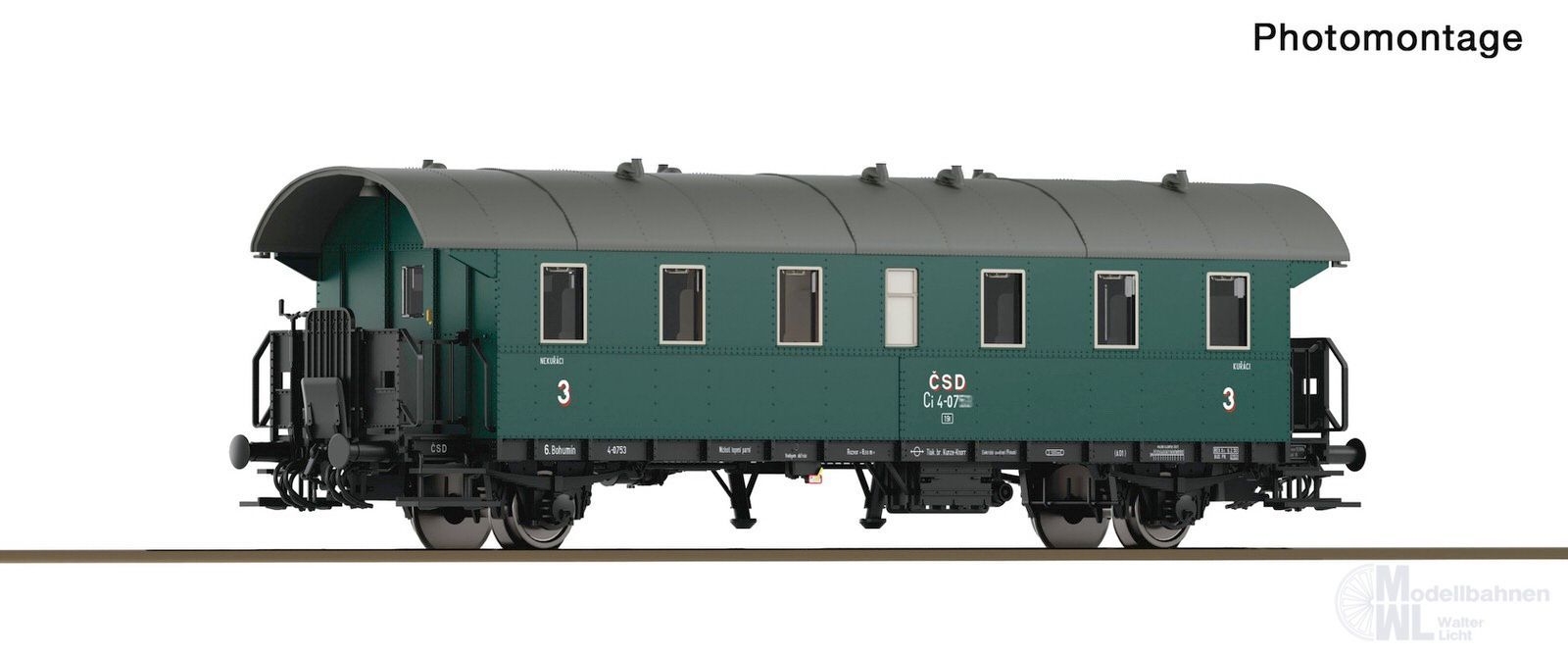 Roco 6280075 - Personenwagen Donnerbüchse CSD Ep.III 3.Kl. Ci 1.Betr.Nr. TT 1:120