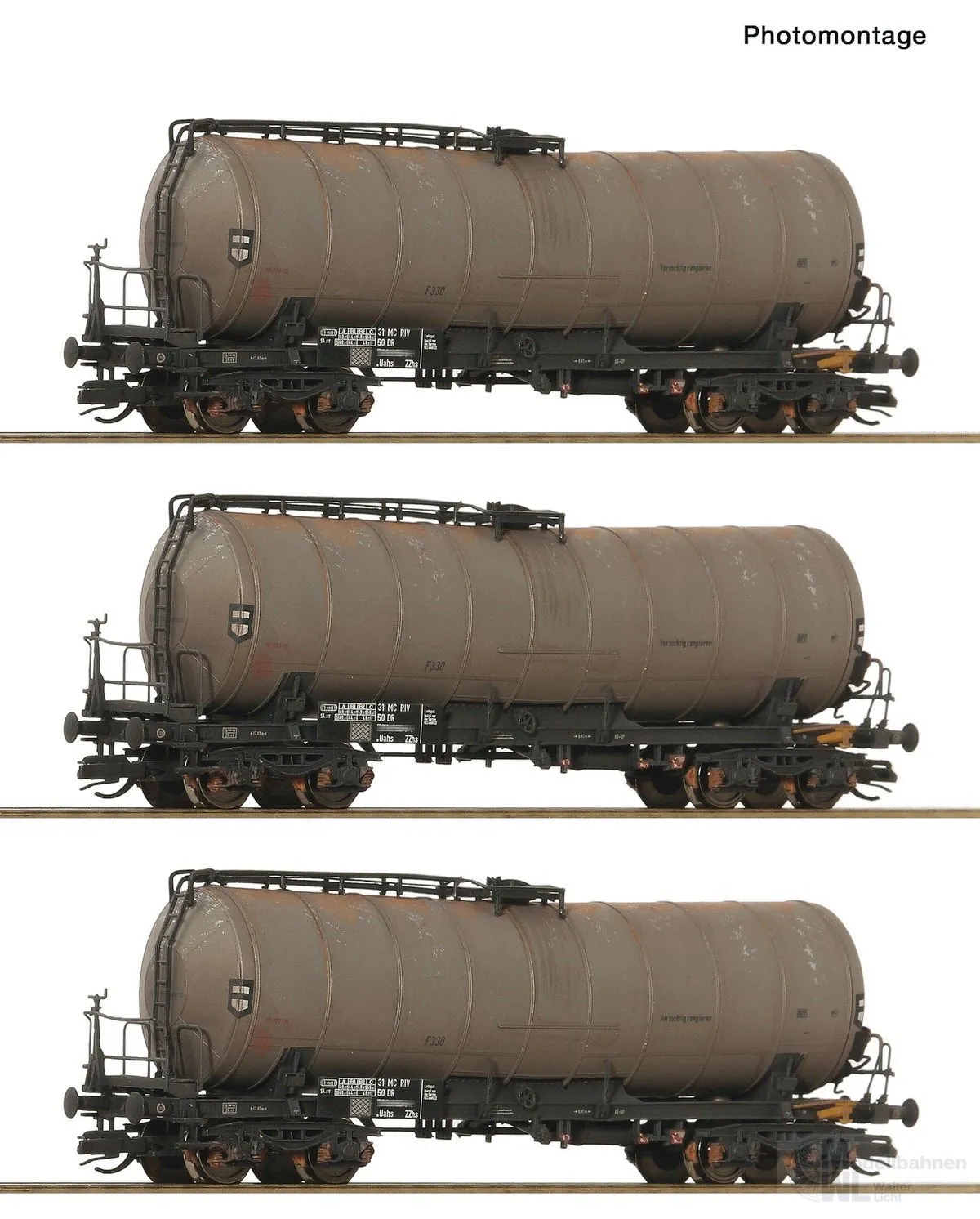 Roco 6680067 - Knickkesselwagen DR Ep.IV gealtert 3.tlg. TT 1:120