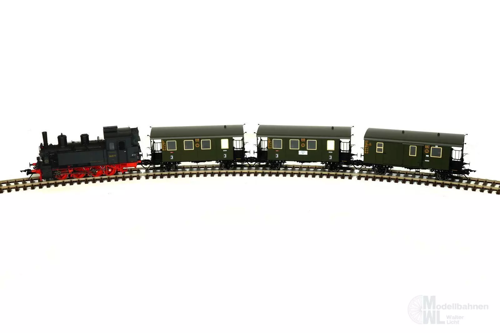 Lenz 43298-02 - Zug-Set BR 98.8 mit 3 Lokalbahnwagen DRG Ep.II Spur 0