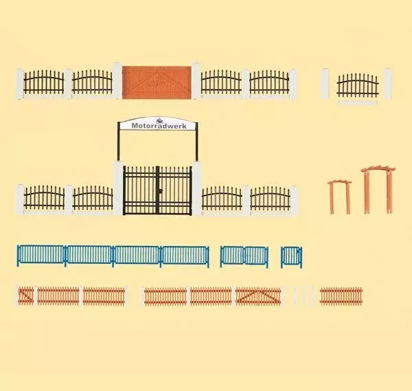 Auhagen 42648 - Zäune mit Toren 1200 mm H0 1:87 / TT 1:120