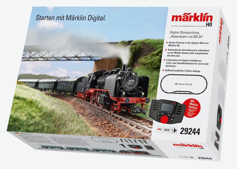 Märklin 29244 - Digital-Startpackung Nebenbahn Dampflok BR 24 DB Ep.III H0/WS