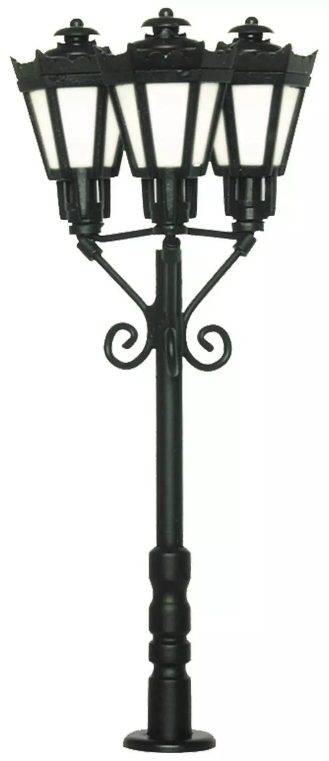 Viessmann 6077 - Parklaterne dreiflammig, schwarz, LED warmweiß H0 1:87