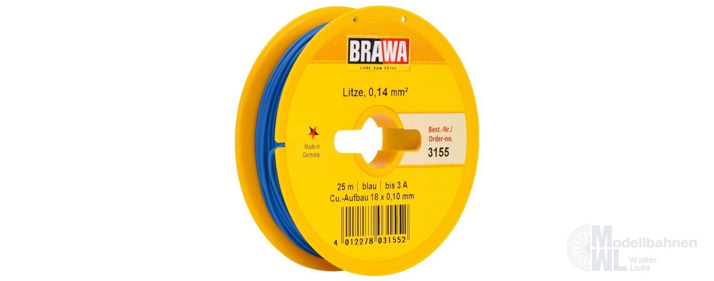 Brawa 3155 - Litze blau 25 Meter