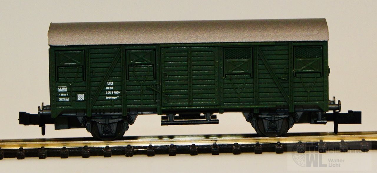 Roco 02329D - ROCO - Güterwagen ged. DB Bahndienstwagen grün Gms55 N 1:160