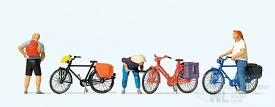 Preiser 10659 - Radfahrer stehend mit Rädern H0 1:87