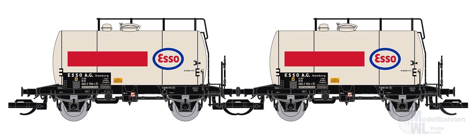 Saxonia Modellbau 120291 - Kesselwagen Set DB Ep.IV Typ Deutz ESSO 2.tlg. TT 1:120