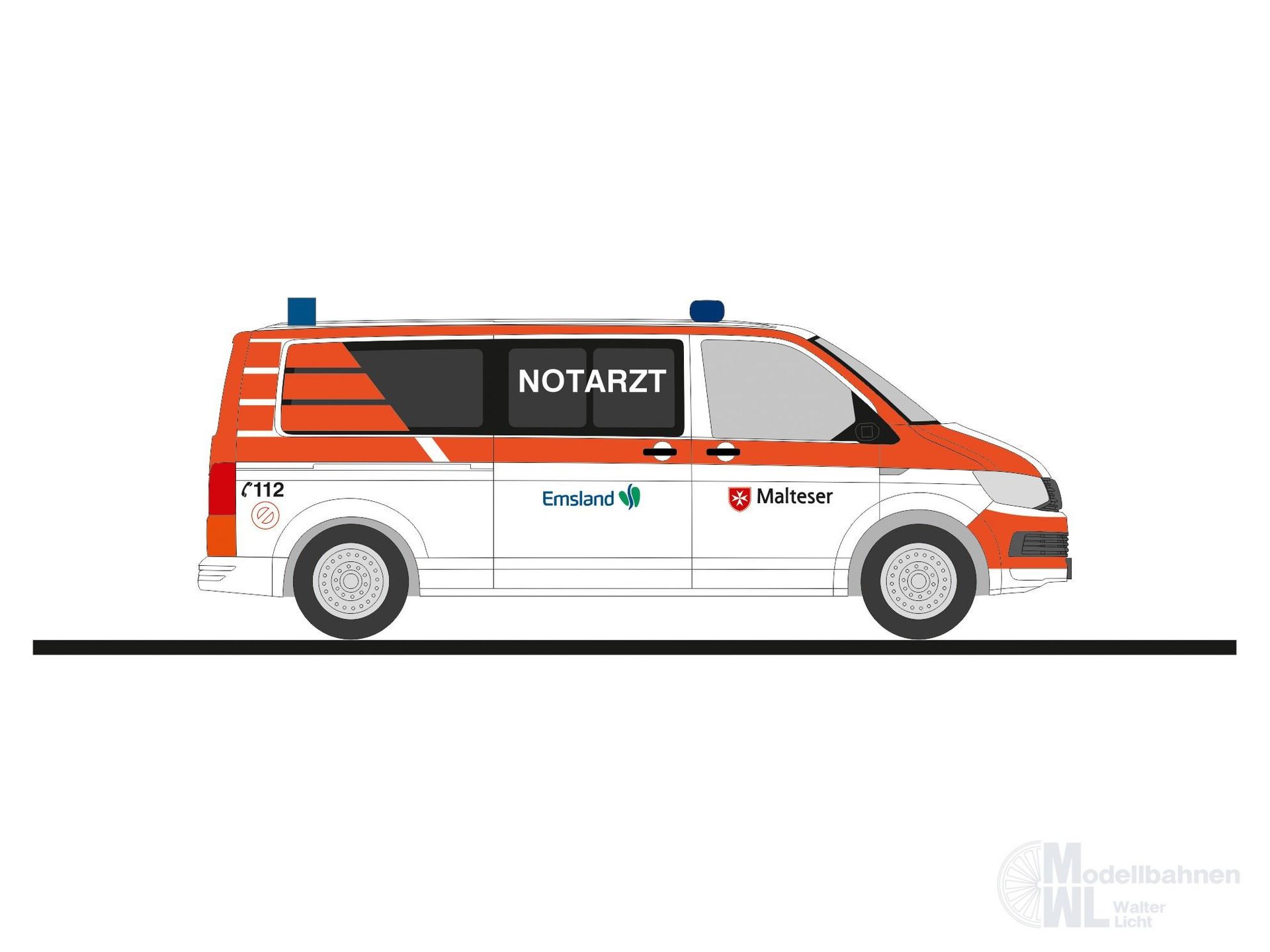 Rietze 53956 - Volkswagen T6 Malteser Papenburg H0 1:87