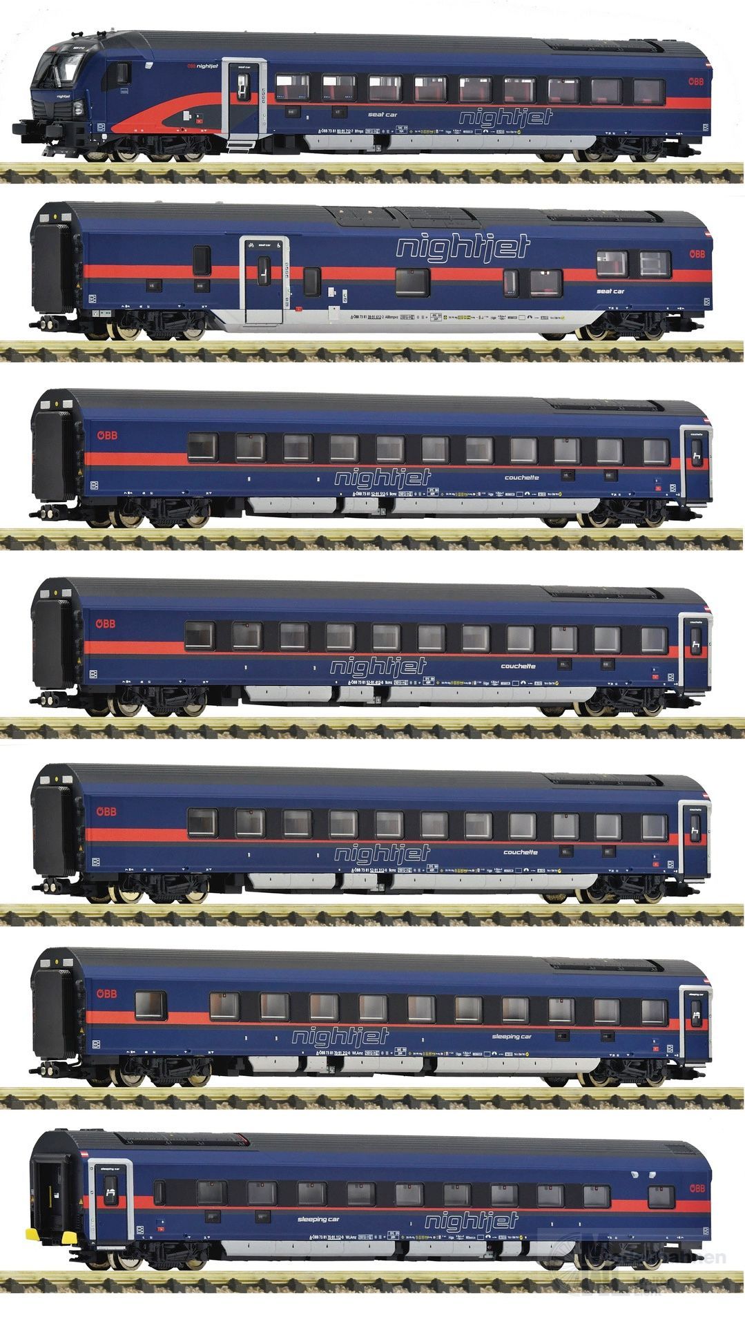 Fleischmann 6270065 - Wagen-Set Nightjet ÖBB Ep.VI 7.tlg. N 1:160 Digital