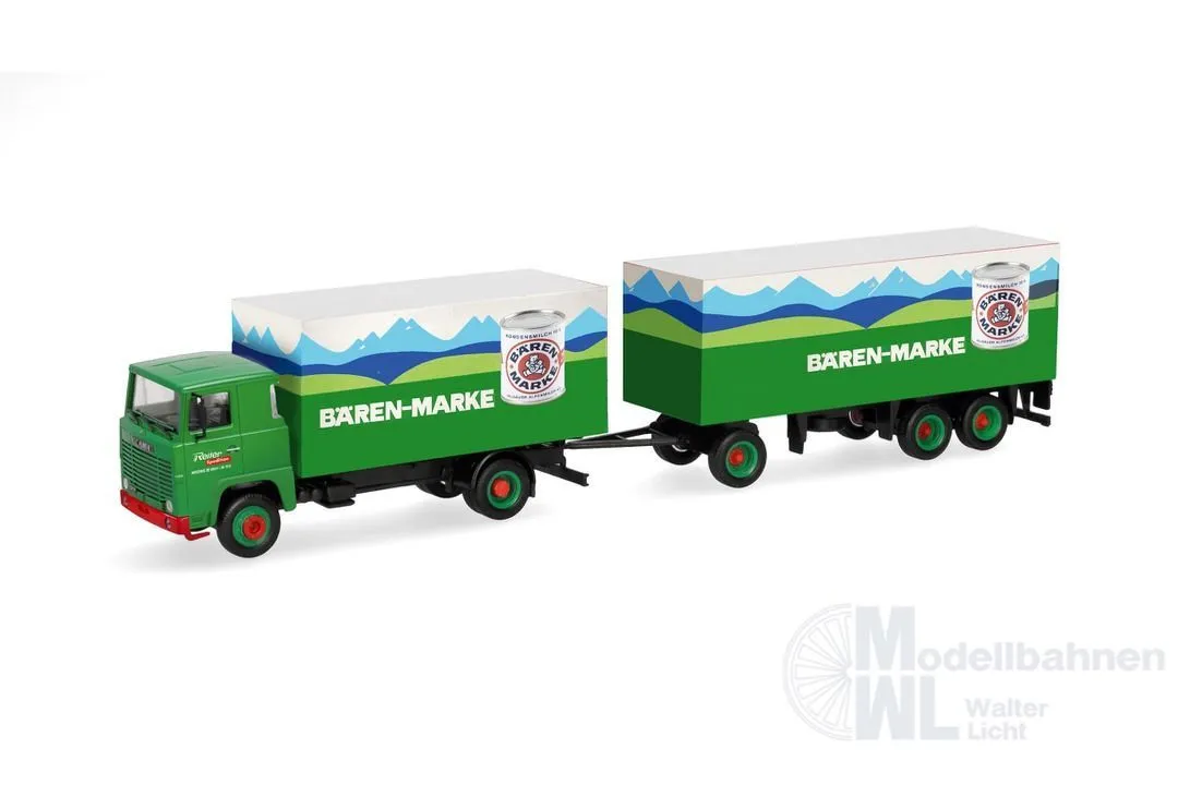 Herpa 321723 - Scania 111 Koffer-Hängerzug Bärenmarke/Spedition Reiter H0 1:87
