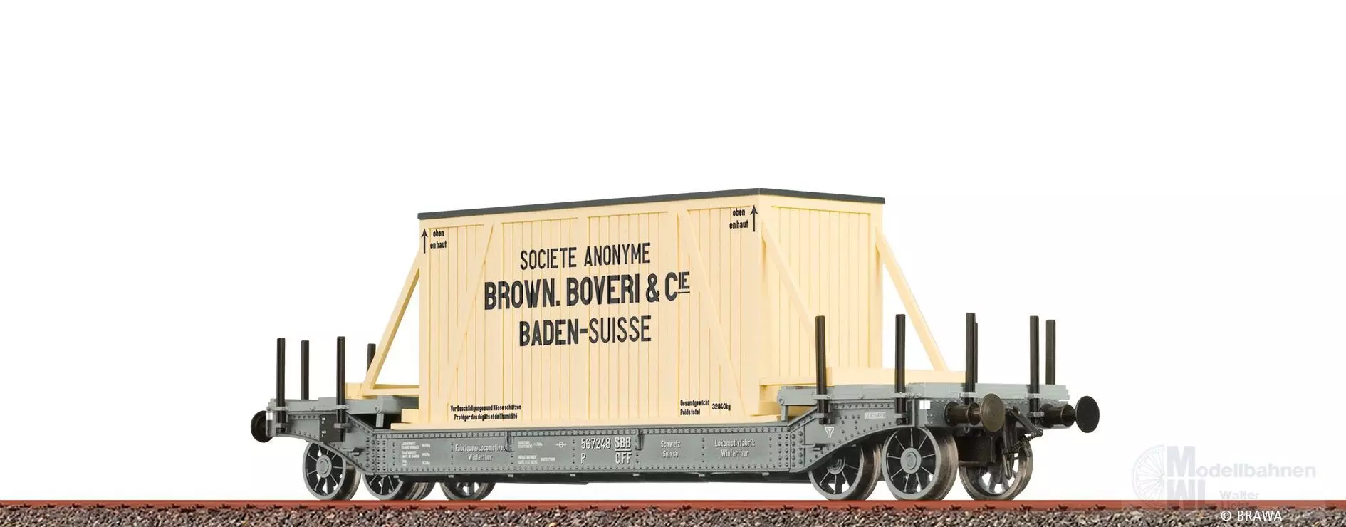 Brawa 47915 - Tiefladewagen SBB Ep.II Brown Boveri & Cie H0/GL