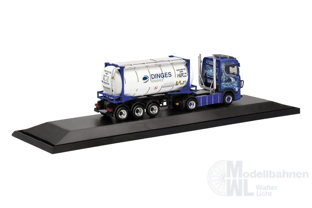 Herpa 122382 - Scania CS 20 Niedrigdach mit Pipes Tankcontainer-Sattelzug Ingo Dinges H0