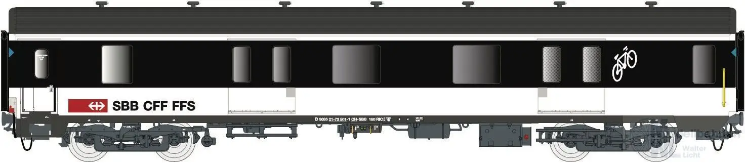 LS Models 37003AC - Gepäckwagen SBB Ep.VI MC76 schwarz/weiss H0/WS