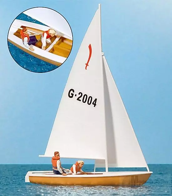 Preiser 10681 - Segler (4). Segelboot Korsar H0 1:87