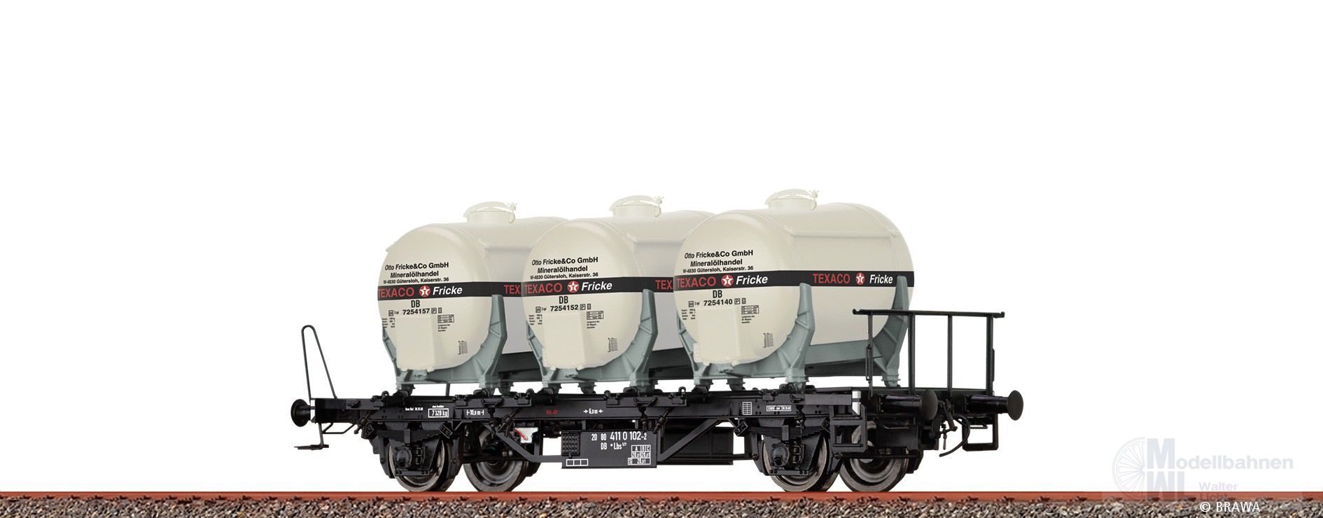 Brawa 50928 - Behältertragwagen DB Ep.IV Lbs577 Texaco H0/GL Brawa 50928 - Behältertragwagen DB Ep.IV Lbs577 Texaco H0/GL