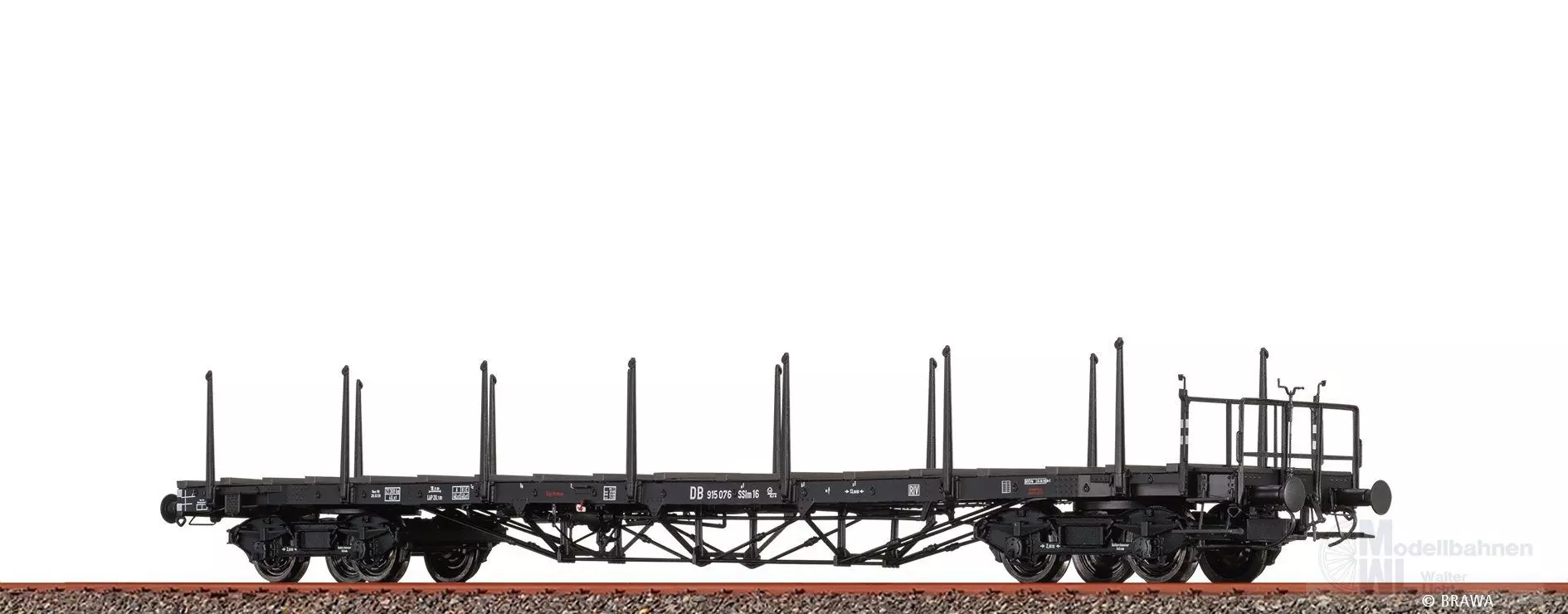 Brawa 50651 - Drehgestellflachwagen DB Ep.III SSlm 16 ohne Bremserhaus H0/GL