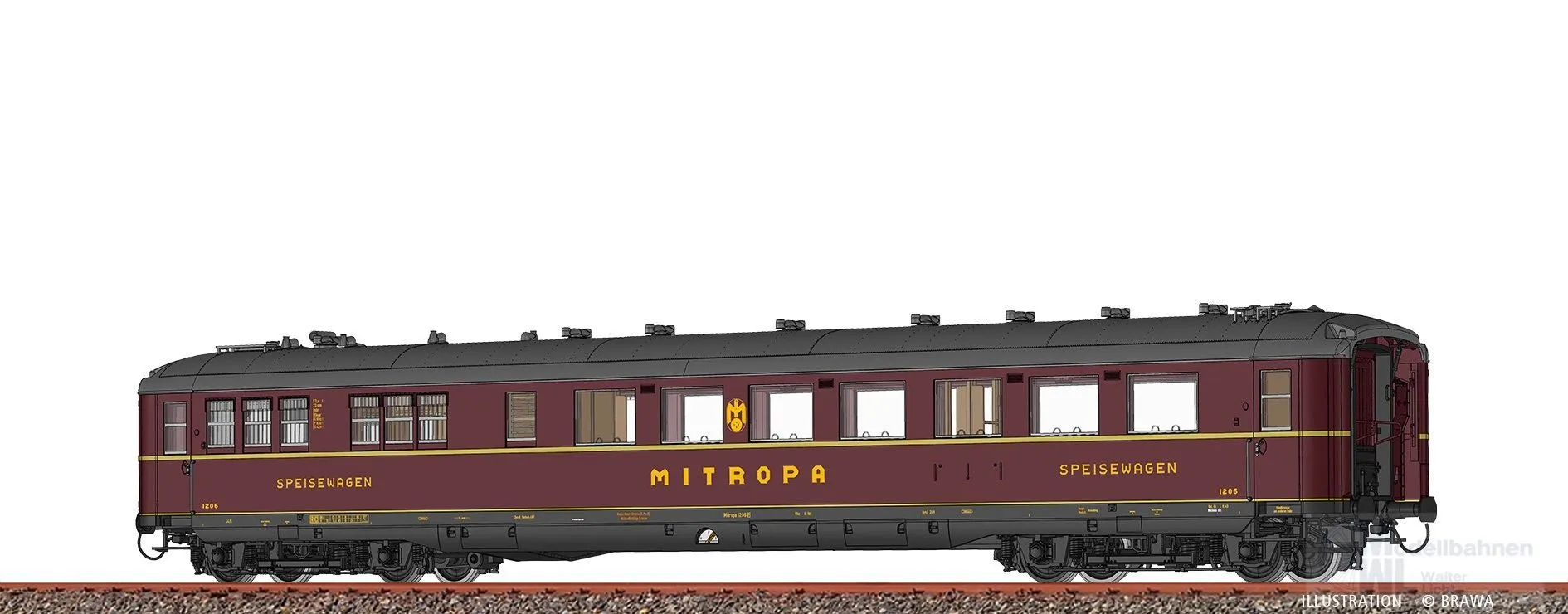 Brawa 51038 - Speisewagen MITROPA Ep.II Hnbr H0/WS