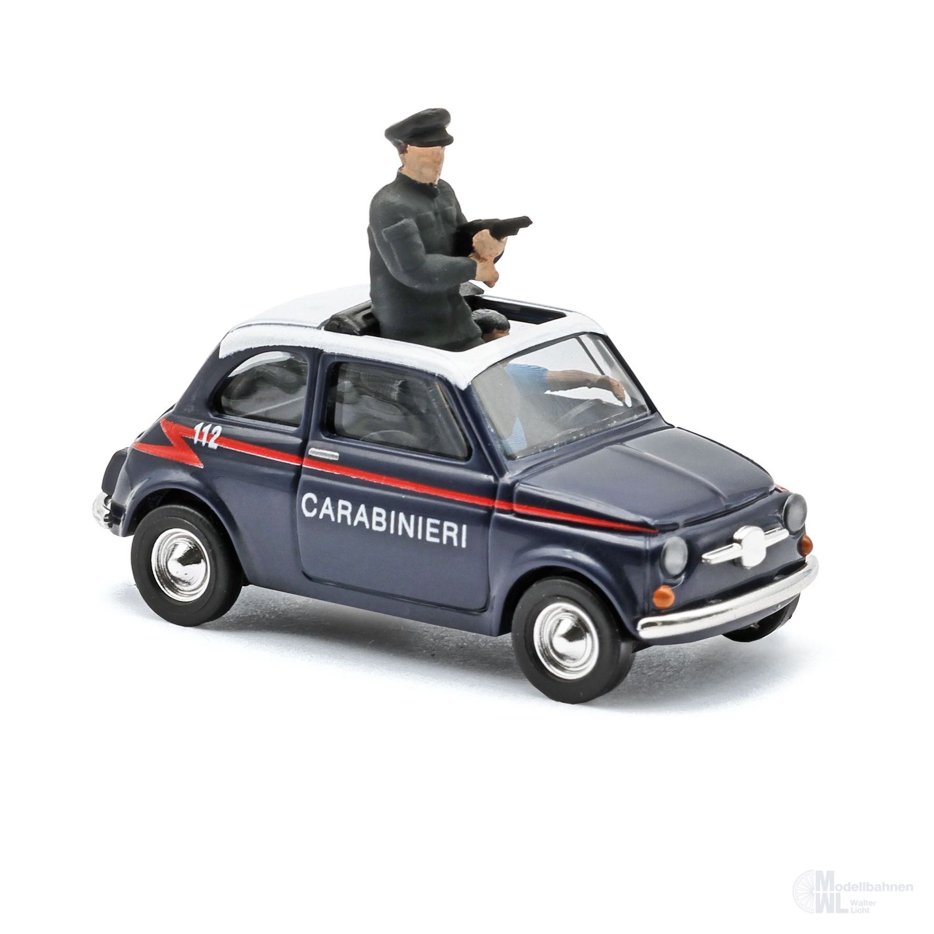 Busch 48738 - Fiat 500 Carabinieri 2 Figuren Baujahr 1965 H0 1:87