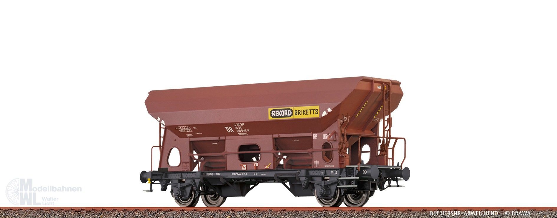 Brawa 49552 - Selbstentladewagen DR Ep.IV Ommstu Rekord Briketts H0/GL