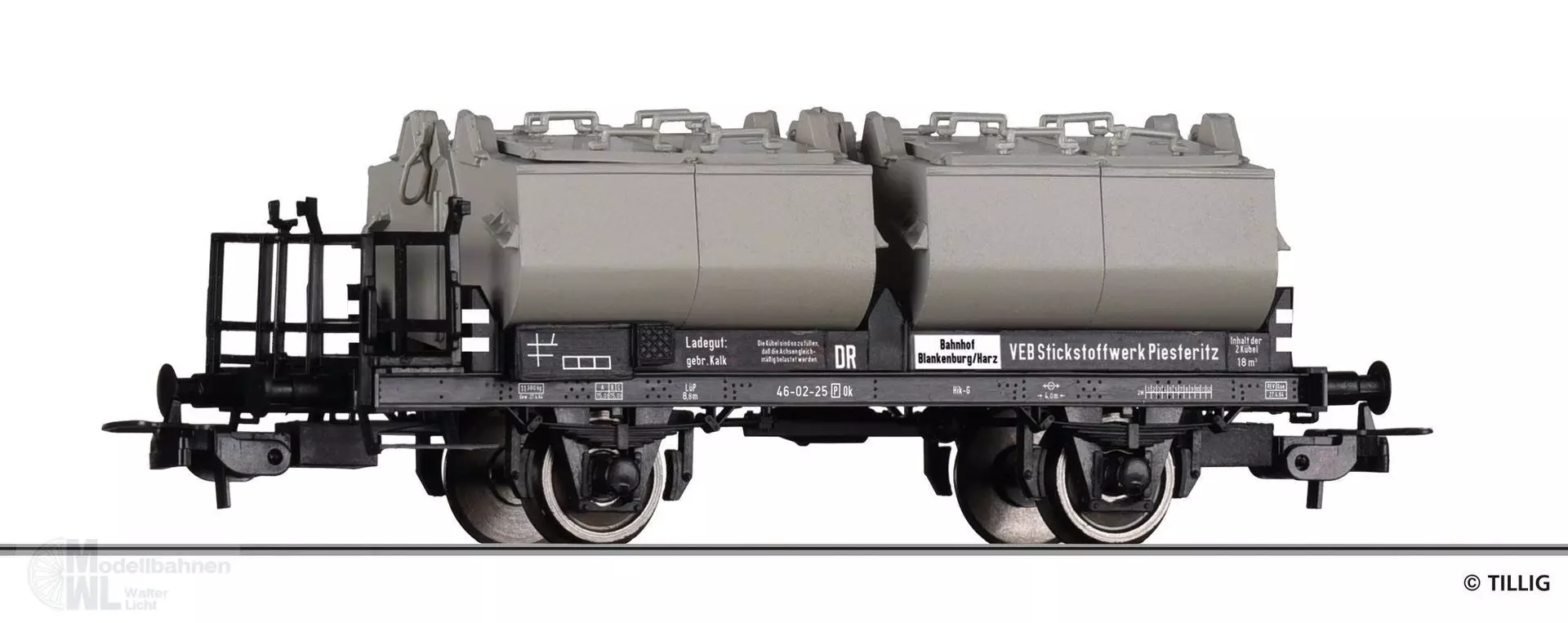 Tillig 77046 - Kalkkübelwagen DR Ep.III Ok H0/GL