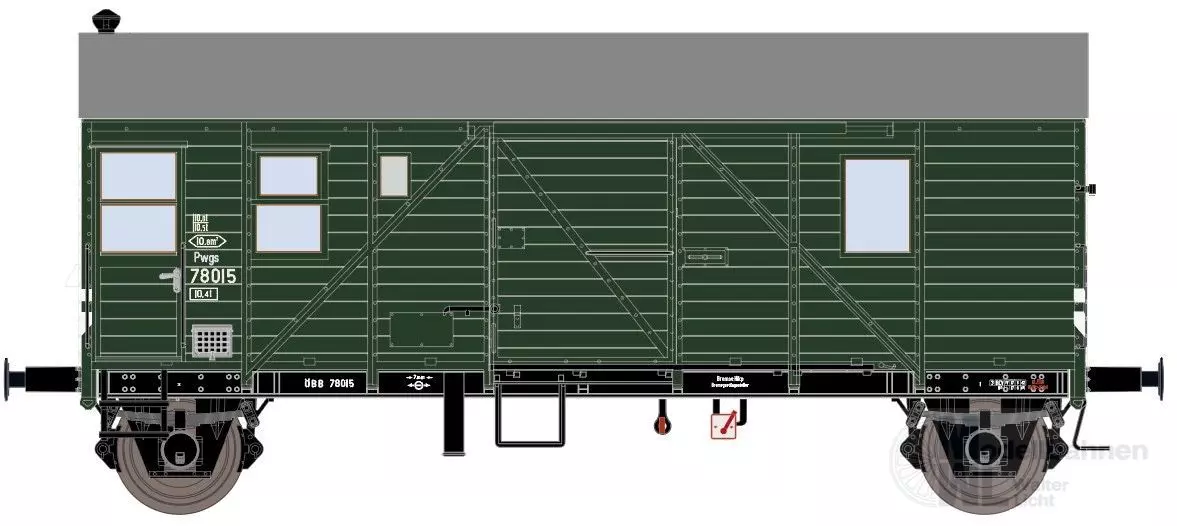Exact Train 23695 - Güterwagen gedeckt ÖBB Ep.III Pwgs44 Bremen grün Blechdach H0/GL