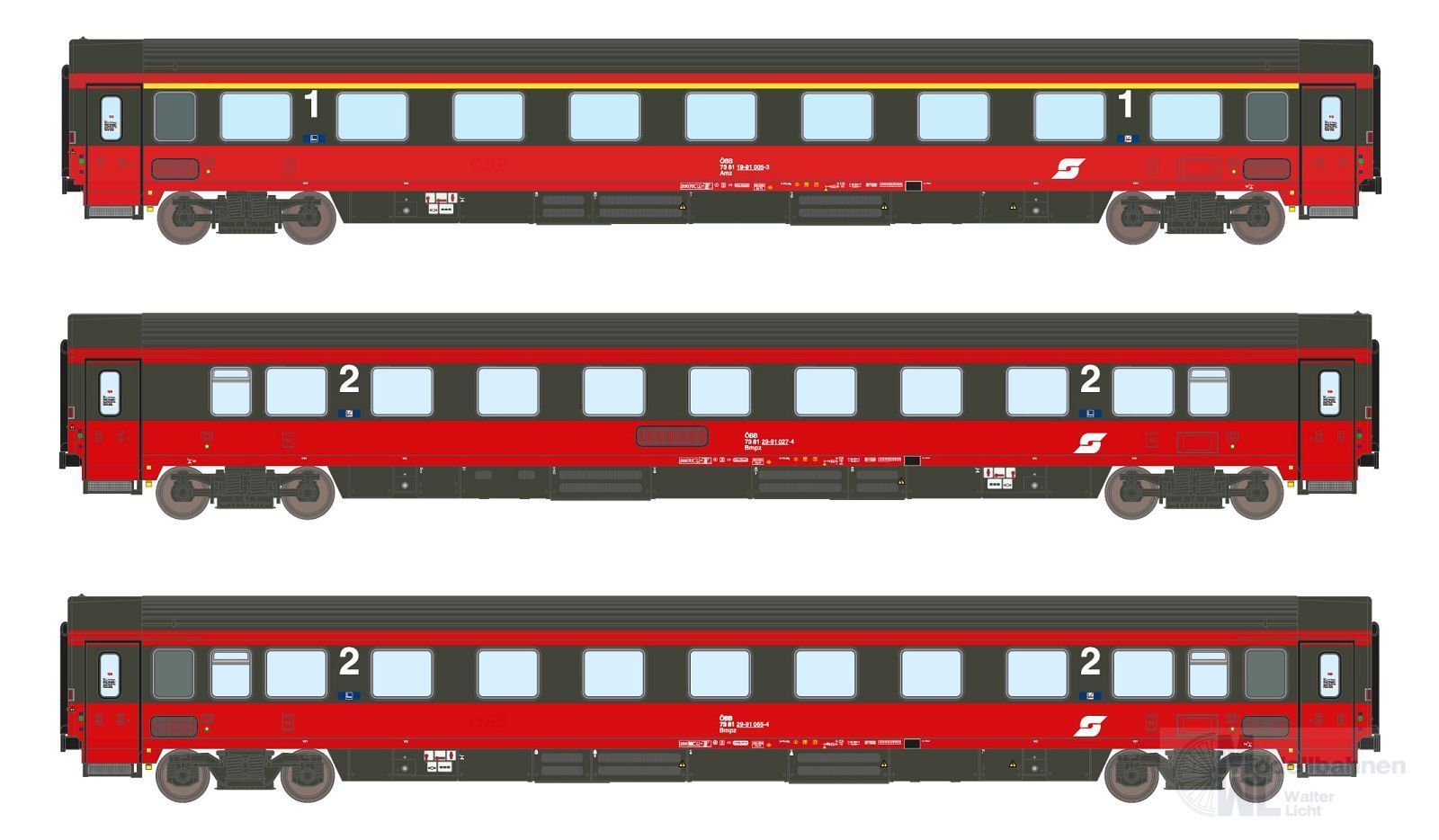 ASM 24002 - Personenwagen Set ÖBB Ep.IV EC 64 Amz+2xBmpz 3.tlg. N 1:160